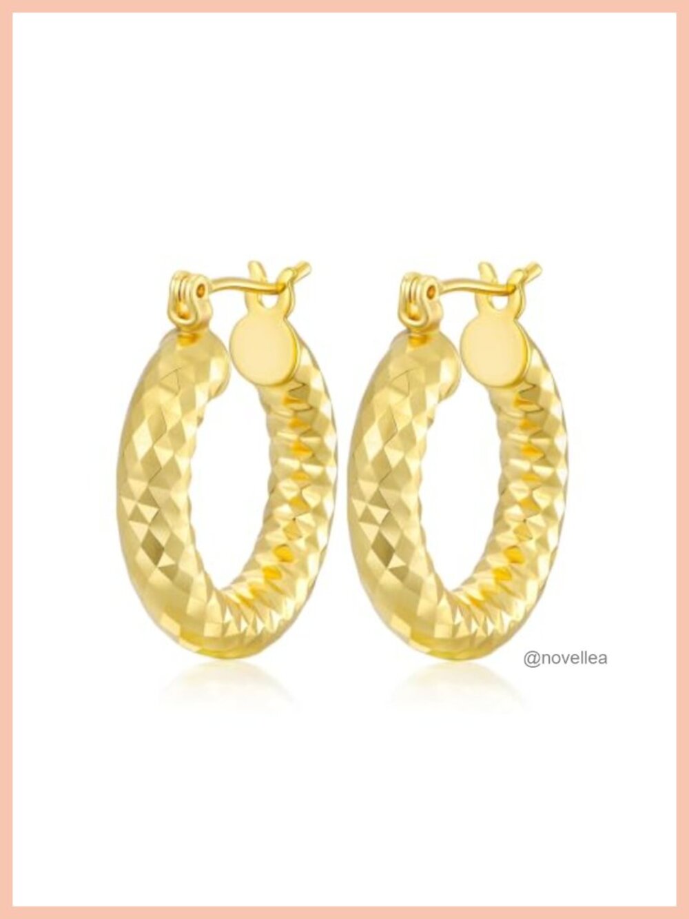 14K Gold Plated Hoop Earrings for Women Wrinkle Texture Latch Back